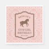 Pink Cowgirl | Party der Silhouette Serviette (Vorderseite)