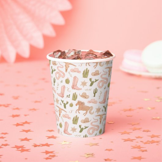Pink Cowgirl Pattern Baby Dusche Pappbecher (Insitu)