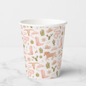Pink Cowgirl Pattern Baby Dusche Pappbecher (Rückseite)