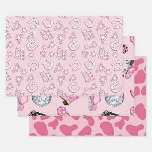 Pink Cowgirl Pattern Geschenkpapier Set