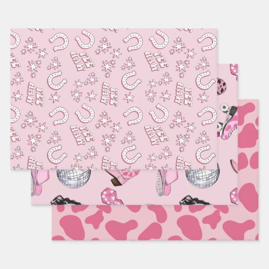 Pink Cowgirl Pattern Geschenkpapier Set (Set)