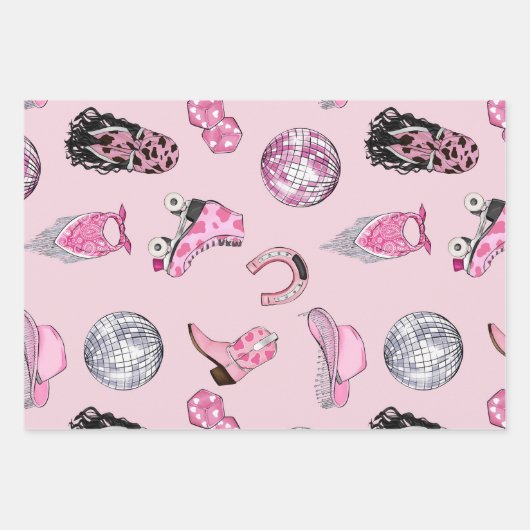 Pink Cowgirl Pattern Geschenkpapier Set (Vorderseite 2)