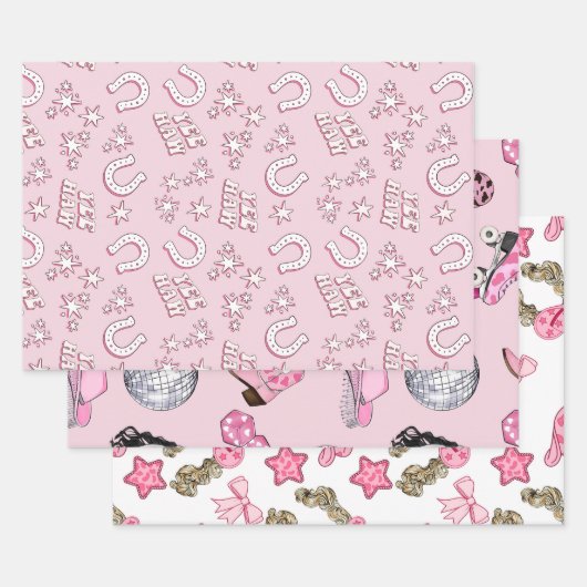 Pink Cowgirl Pattern Geschenkpapier Set (Set)