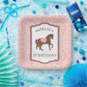 Pink Cowgirl | Pferde Silhouette 10. Geburtstag Pappteller (Party)