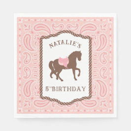 Pink Cowgirl | Pferde Silhouette 5. Geburtstag Serviette