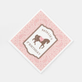 Pink Cowgirl | Pferde Silhouette 7. Geburtstag Serviette (Ecke)