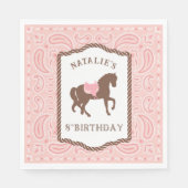 Pink Cowgirl | Pferde Silhouette 8. Geburtstag Serviette (Vorderseite)