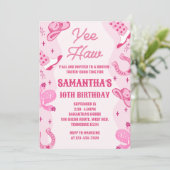 Pink Cowgirl Rodeo Birthday Einladung (Stehend Vorderseite)