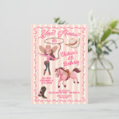 Pink Cowgirl Rodeo Geburtstagsparty Einladung (Stehend Vorderseite)