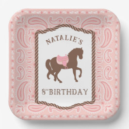 Pink Cowgirl | Silhouette 8. Geburtstag Papa Pappteller