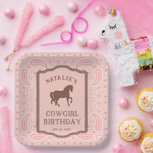 Pink Cowgirl | Silhouette Ross Party Napkins Pappteller (Party)