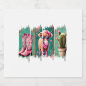 Pink Cowgirl Valentine Png, Herzpfeifen Schaumweinetikett (Einzelnes Label)