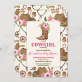Pink Cowgirl Western Babydusche Einladung (Vorne/Hinten)