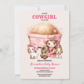 Pink Cowgirl Western Babydusche Einladung (Vorderseite)