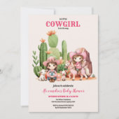 Pink Cowgirl Western Babydusche Einladung (Vorderseite)