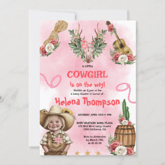 Pink Cowgirl Western Babydusche Einladung