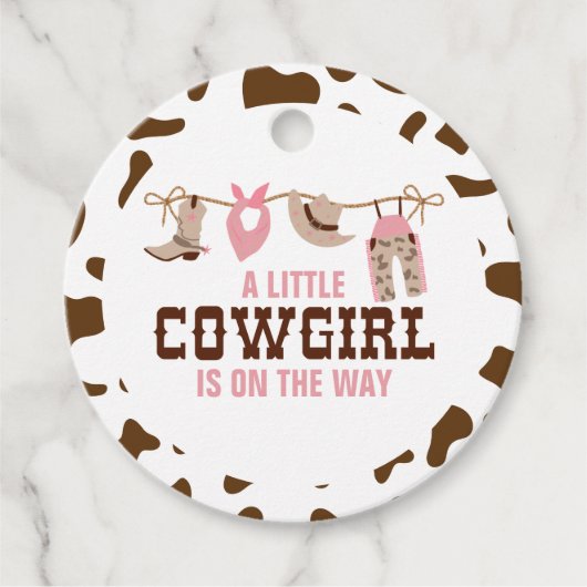Pink Cowgirl Western Babydusche Geschenkanhänger (Vorderseite)
