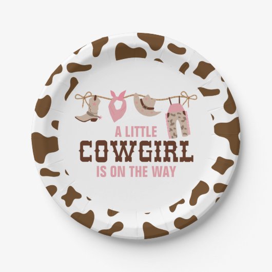 Pink Cowgirl Western Babydusche Pappteller (Vorderseite)