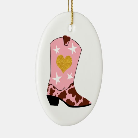 Pink Cowgirl Western Boot Weihnachten Keramik Ornament (Rechts)