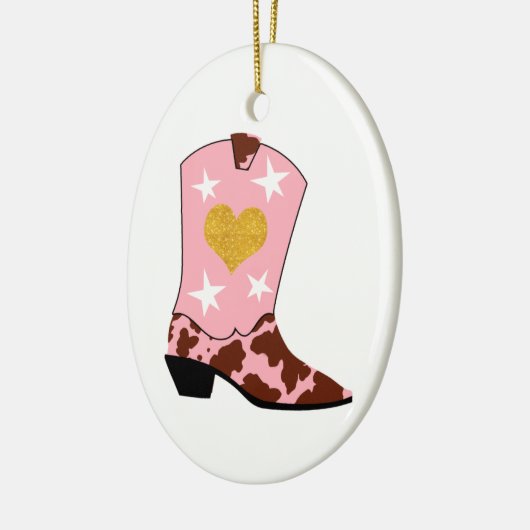 Pink Cowgirl Western Boot Weihnachten Keramik Ornament (Links)