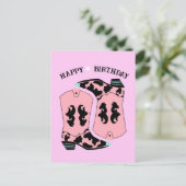Pink Cowgirl Western Boots Ranch Cowboy Birthday Postkarte (Stehend Vorderseite)