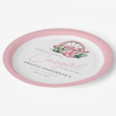 Pink Cowgirl Western Cactus Baby Shower Pappteller (Schrägansicht)