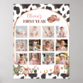 Pink Cowgirl Western Erstes Jahr Foto Meilenstein Poster (Vorne)