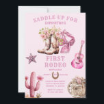 Pink Cowgirl Western First Rodeo Bows Birthday Einladung<br><div class="desc">EDITABLE Pink Cowgirl Western First Rodeo Bows Birthday Einladung Elegante Saddle für Rodeo Cowgirl Feier</div>