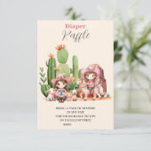 Pink Cowgirl Western Kinderdusche Diapper Raffle Begleitkarte (Stehend Vorderseite)