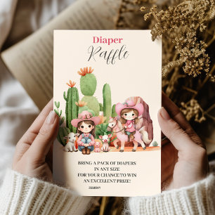 Pink Cowgirl Western Kinderdusche Diapper Raffle Begleitkarte