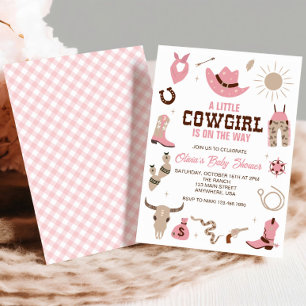 Pink Cowgirl Western Kinderdusche Einladung
