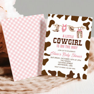 Pink Cowgirl Western Kinderdusche Einladung
