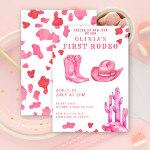 Pink Cowgirl Wild West 1. Rodeo Geburtstagsfeier Einladung