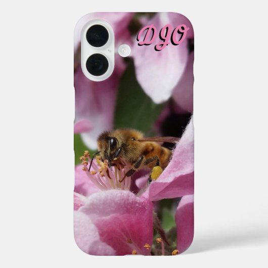 Pink Crab Apple Mit Biene und Ihre Initialen Case-Mate iPhone Hülle (Rückseite)