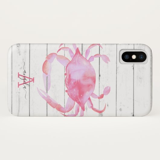 Pink Crab Beach Holzdesign Case-Mate iPhone Hülle (Rückseite (Horizontal))