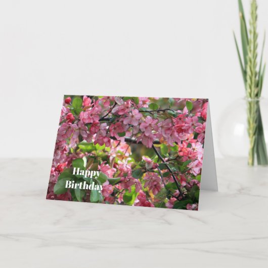 Pink Crabappaple Blumengebäck Geburtstag Foto Karte (Vorderseite)