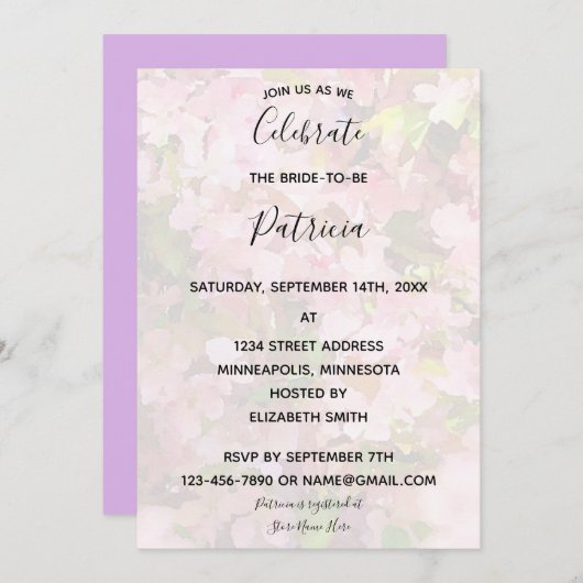 Pink Crabapples Blüten Brautdusche Einladung (Vorne/Hinten)