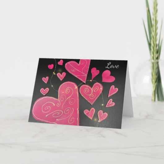 Pink Craft Hearts  Karte (Vorderseite)