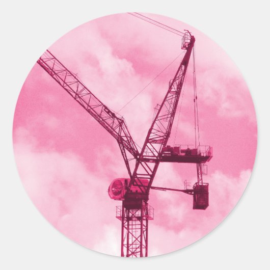 Pink Crane Runder Aufkleber (Vorderseite)