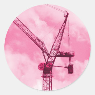 Pink Crane Runder Aufkleber