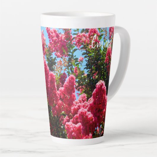 Pink Crape Myrtle Blume Fotografie Milchtasse (Rechte Ecke)