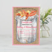 Pink Crawfish Couples Kinderdusche Einladung (Stehend Vorderseite)