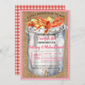 Pink Crawfish Couples Kinderdusche Einladung (Vorne/Hinten)