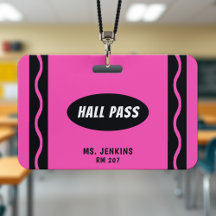 Pink Crayon Doacher Student Hall Pass