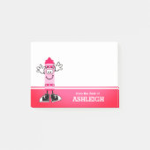 Pink Crayon Personalisiert Post-it Klebezettel (Vorderseite)