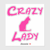 Pink Crazy Cat Lady Aufkleber (Blatt)