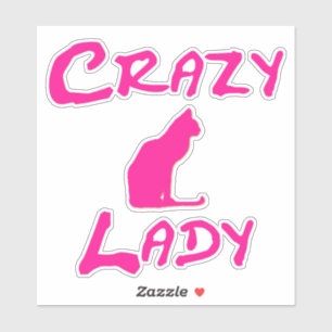 Pink Crazy Cat Lady Aufkleber