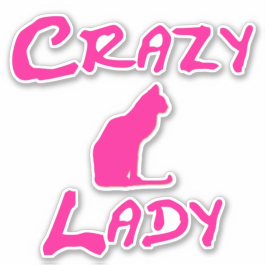 Pink Crazy Cat Lady Aufkleber (Vorderseite)