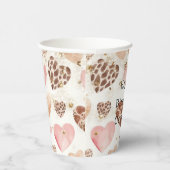 Pink Cream Animal Hearts Gold Sparkle Birthday Pappbecher (Rechts)