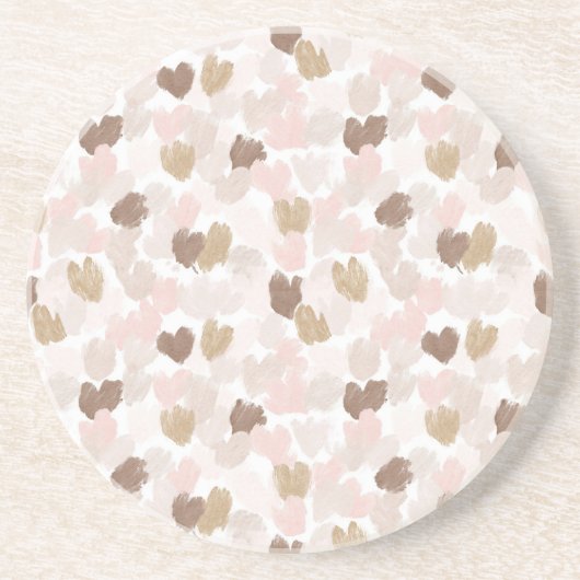 Pink Cream Brown Hearts Getränkeuntersetzer (Vorne)